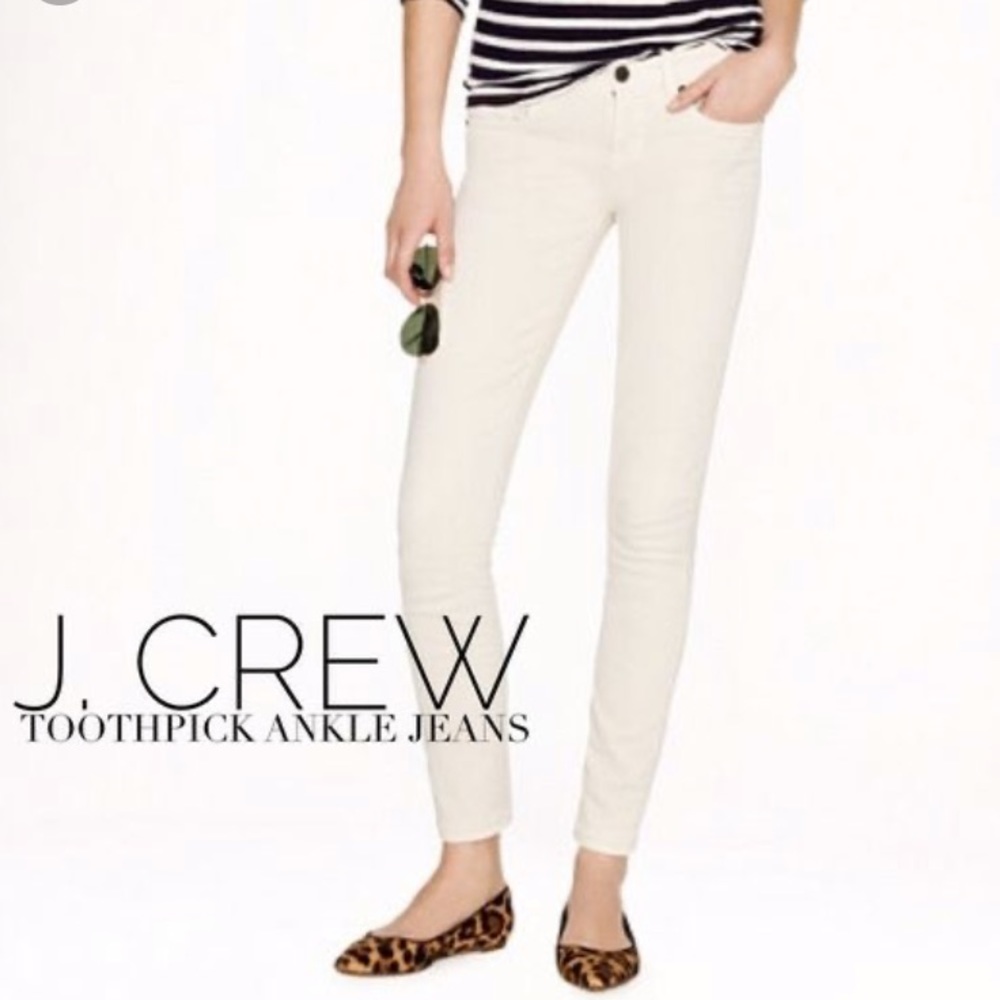 J Crew Toothpick Jeans Ecru Size 29